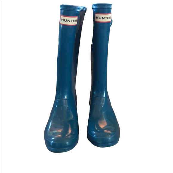 Girls Hunter Rain boots, teal color, like new - Picture 2 of 4
